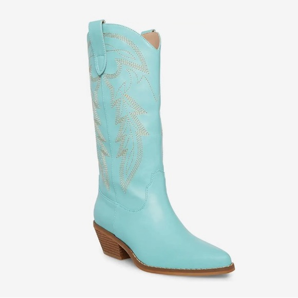 ✅🆕 Madden Girl , turquoise color ,Redford Western style , embroidery Boot - Picture 4 of 9